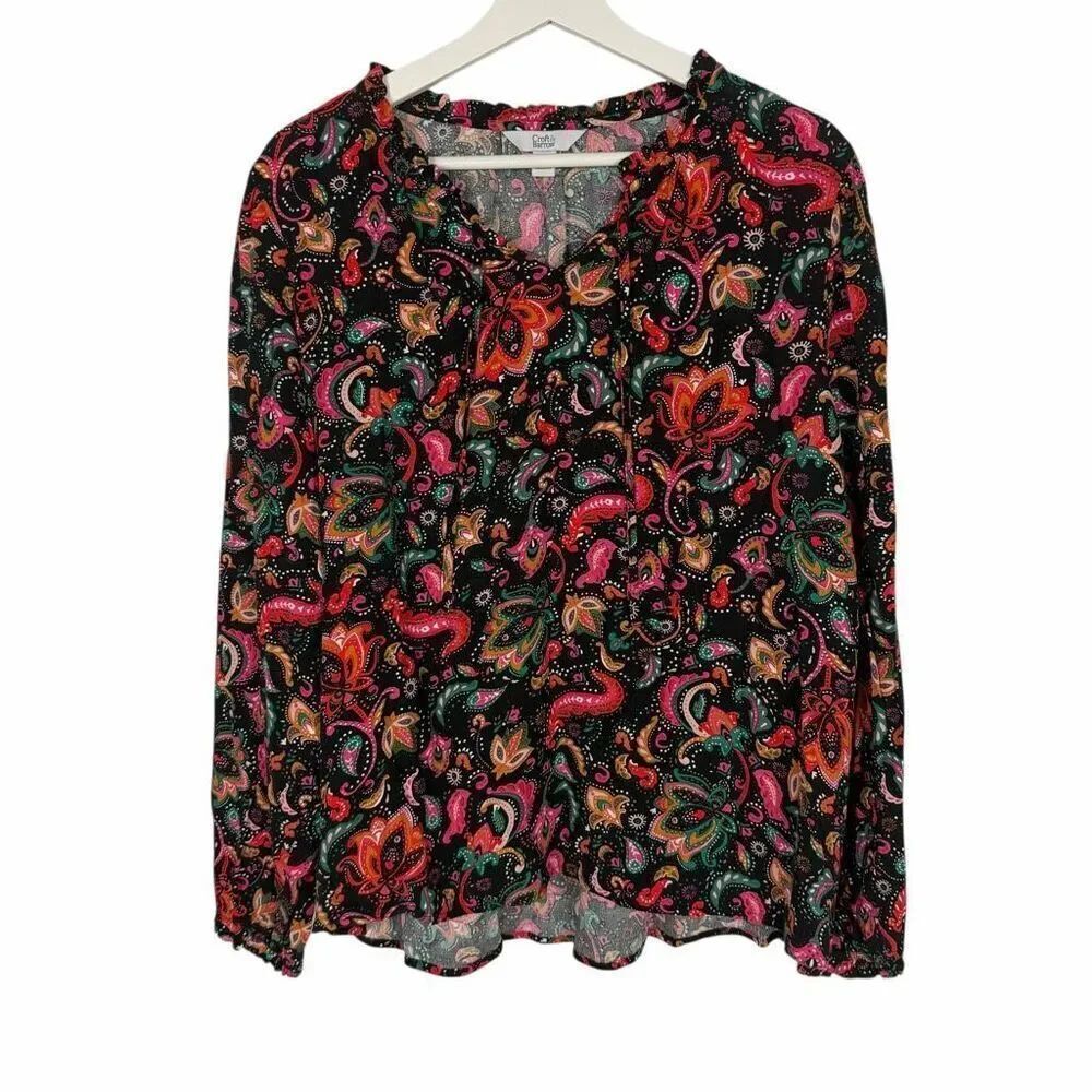 Croft & Barrow XXL Pullover Blouse Black Orange Pink Green